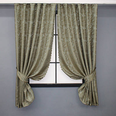 Комплект (2шт. 1,45х1,7м.) коротких штор жакард, «Magic». Колір бежевий з золотистим. Код 1603ш 35-0248