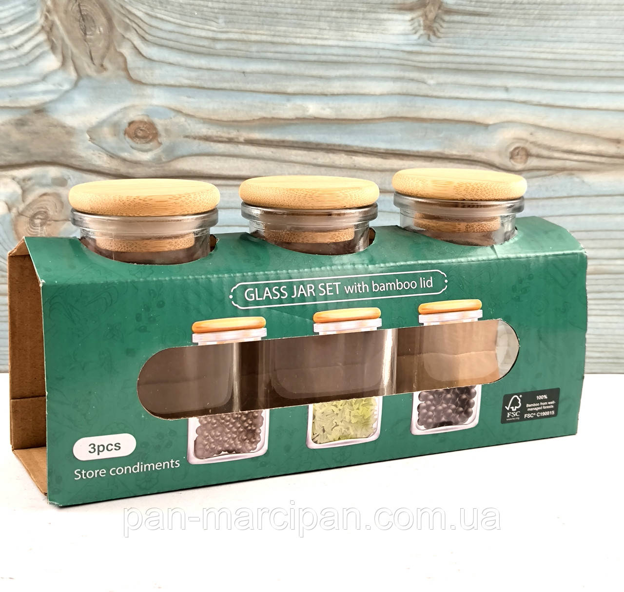 Набор стеклянных баночек для специй 3шт, фото 1