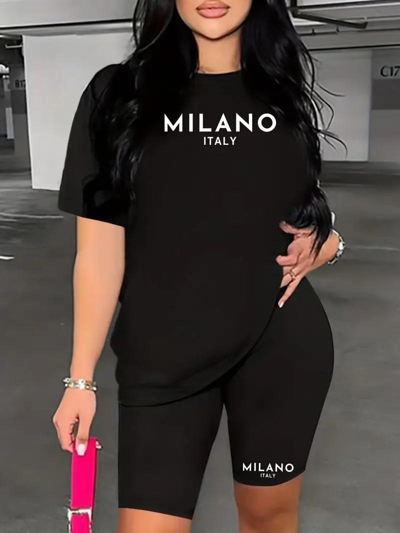 Жіночий літній костюм: футболка вільного крою та велосипедки Milano, Italy, фото 1