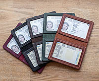 Шкіряна обкладинка на автодокументи нового зразка права та техпаспорт