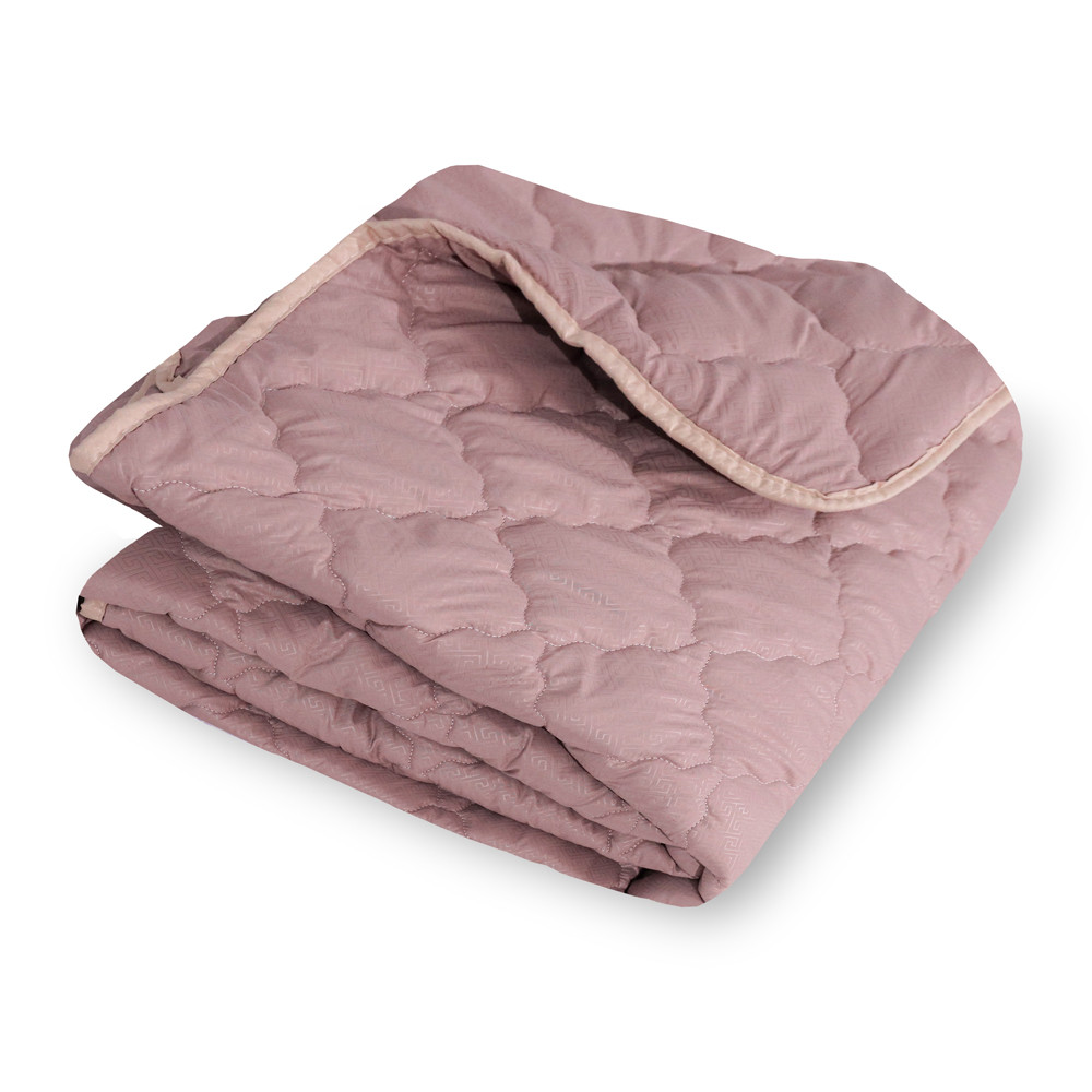 Двоспальна літня ковдра 180x210 стьобана тонка мікрофібра / холофайбер, рожева з орнаментом