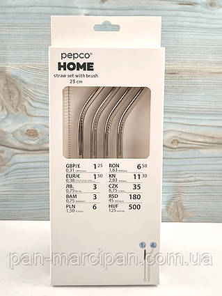 Набор металлических соломинок со щеточкой Pepco Home 4 шт 23 см