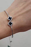 Срібна браслет конюшина з оніксом д.13, фото 3