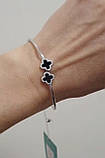 Срібна браслет конюшина з оніксом д.13, фото 2