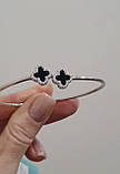Срібна браслет конюшина з оніксом д.13, фото 5