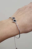 Срібна браслет конюшина з оніксом д.13, фото 6