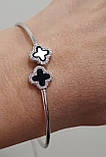 Срібна браслет конюшина з оніксом д.13, фото 8