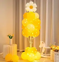 Набір куль Ромашка жовтий зі стійкою на 13 куль та LED гірляндою