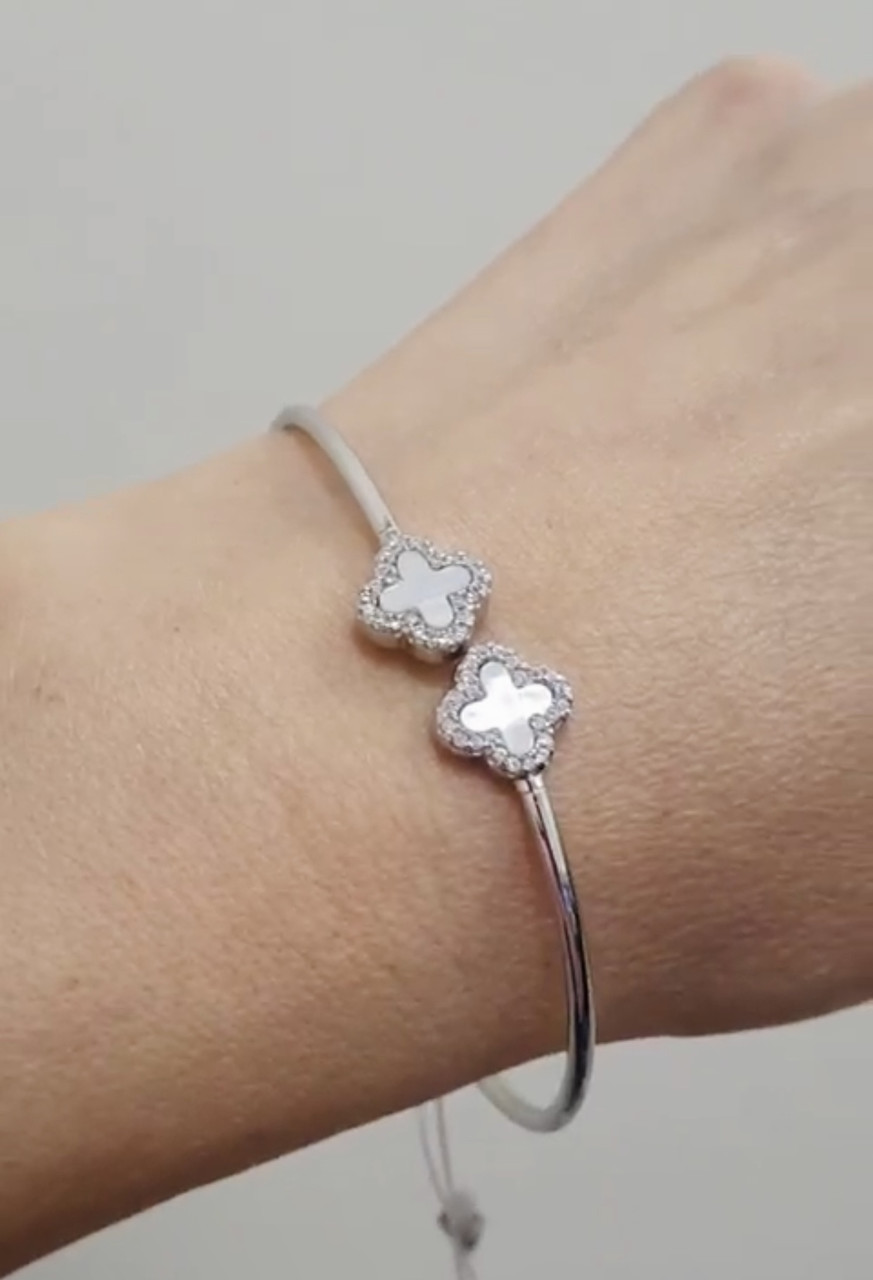 Срібна браслет конюшина с пермалутром, фото 1