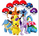 Набір покеболів Pikachu Electric 6 куль з фігурками-трансформерами Покемон Пікачу, фото 4