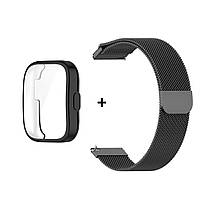 Комплект для годинника Amazfit Bip 5/5Pro чорний (чохол + металевий ремінець 22 мм), фото 3