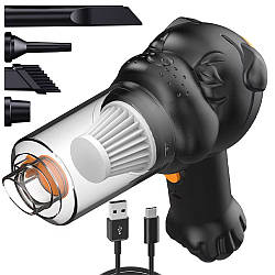 Автомобільний пилосос акумуляторний 120Вт + 4 насадки, від USB / Бездротовий пилосос для машини