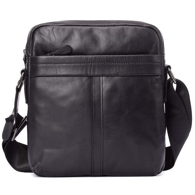 Сумка чоловіча через плече шкіряна чорна арт.00197