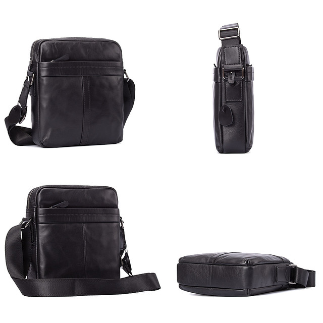 Сумка чоловіча через плече шкіряна чорна арт.00197