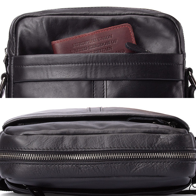 Сумка чоловіча через плече шкіряна чорна арт.00197