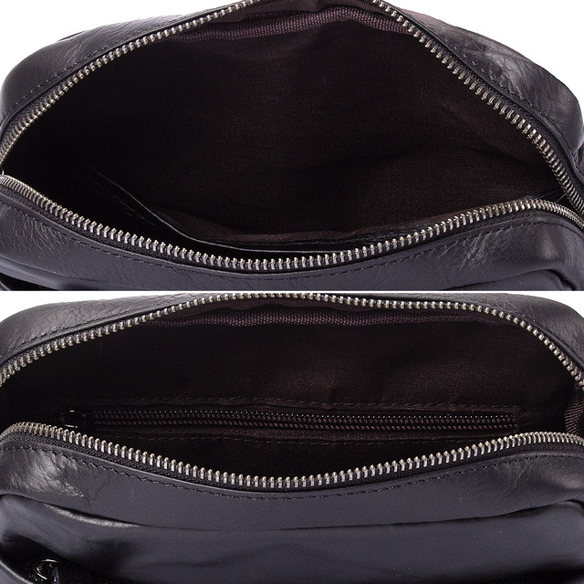 Сумка чоловіча через плече шкіряна чорна арт.00197