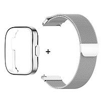 Комплект для годинника Amazfit Bip 5/5Pro сріблястий (чохол + металевий ремінець 22 мм), фото 3