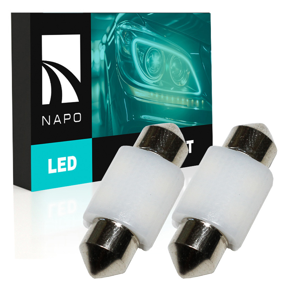 Комплект світлодіодних ламп NAPO LED SJ-3030-4SMD-CANBUS Ceramic 31mm C5W C10W колір світіння білий 2 шт, фото 1