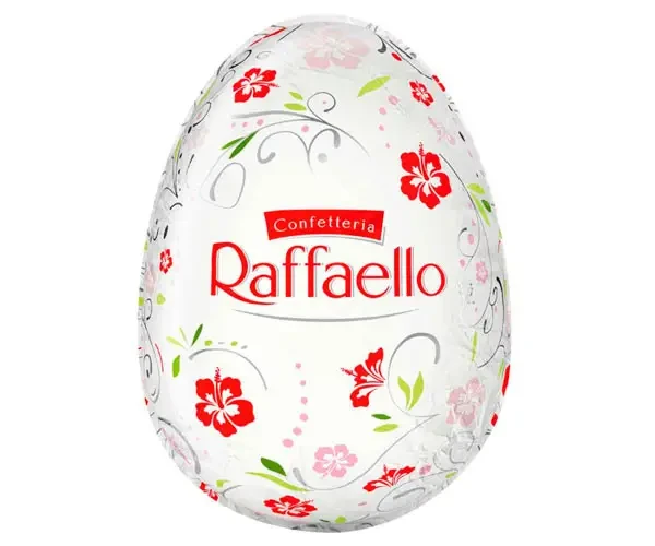 Пасхальне яйце Raffaello із білого шоколаду 100г