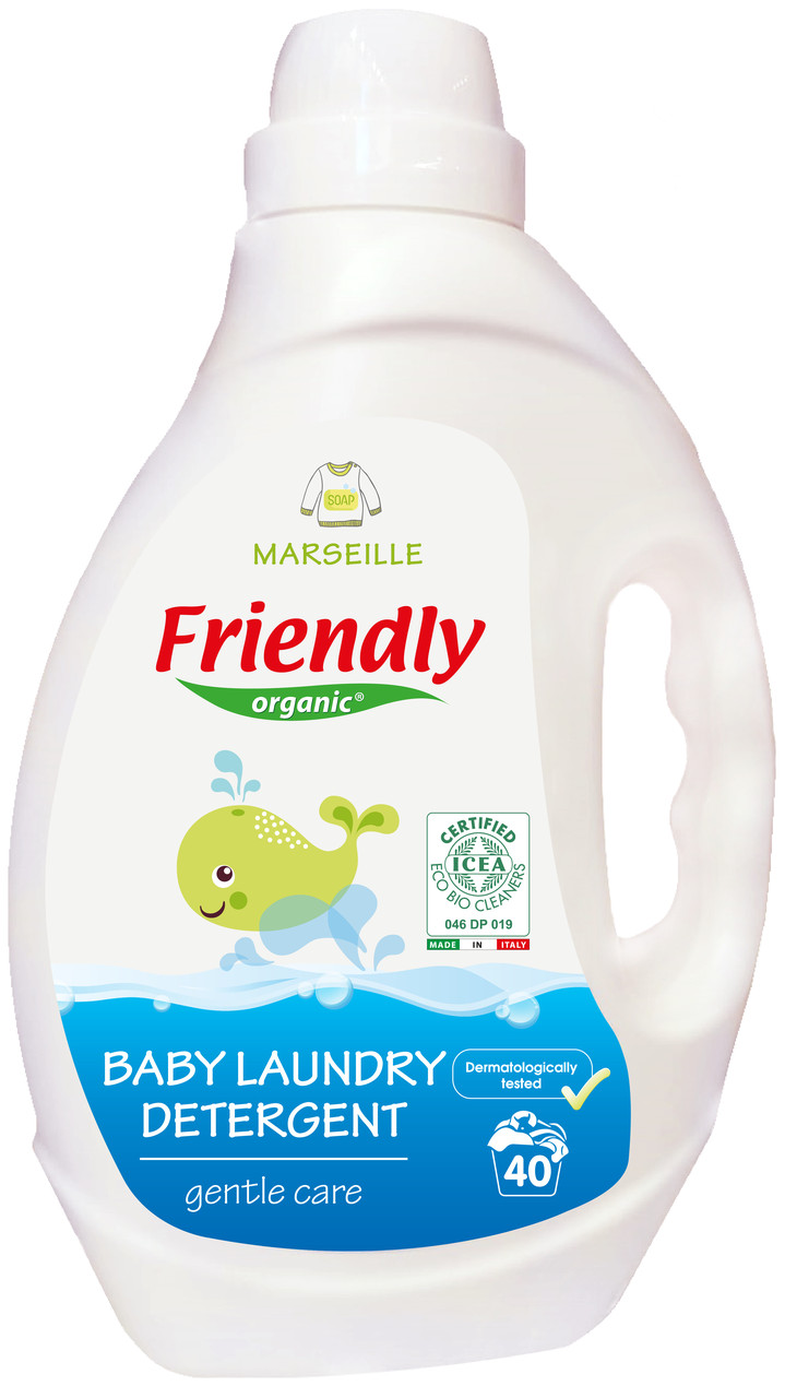 Органічний рідкий пральний порошок Friendly Organic марсельське мило 2000 мл. (40 циклів прання)