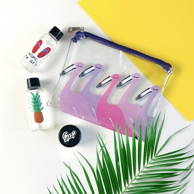 Косметичка пластикова прозора Visible Фламінго, фото 1