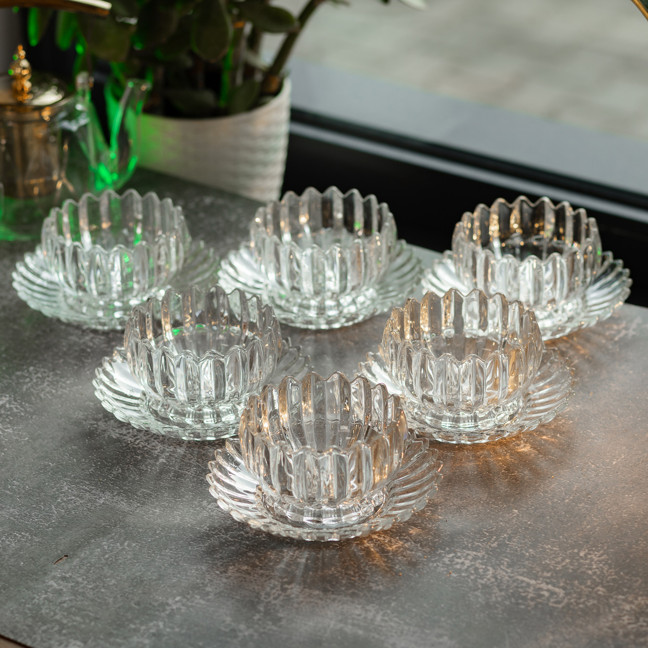 Набір піал із блюдцем 6 шт зі скла 300 мл для десертів, фото 1