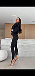 Чорні лосини зі штрипками базові на високій посадці (р. 42-52) 2121047, фото 5