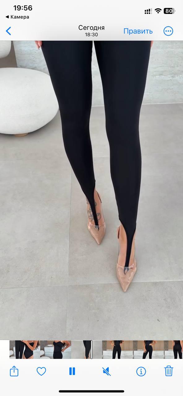 Чорні лосини зі штрипками базові на високій посадці (р. 42-52) 2121047, фото 1