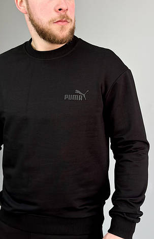 Чоловічий світшот Puma спортивний чорний, чоловіча толстовка Пума без капюшона весна осінь, фото 3