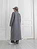 Зимове довге жіноче пальто максі 125 см вільного крою з кашеміру сірого кольору, фото 3