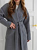 Зимове довге жіноче пальто максі 125 см вільного крою з кашеміру сірого кольору, фото 4