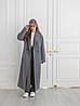Зимове довге жіноче пальто максі 125 см вільного крою з кашеміру сірого кольору, фото 5