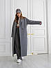 Зимове довге жіноче пальто максі 125 см вільного крою з кашеміру сірого кольору, фото 6