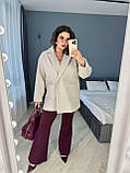 Бежеве жіноче пальто-піджак на підкладці з кашеміру, фото 3