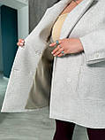 Бежеве жіноче пальто-піджак на підкладці з кашеміру, фото 4