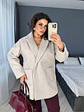 Бежеве жіноче пальто-піджак на підкладці з кашеміру, фото 6