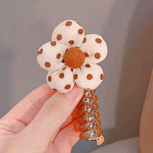 Резинка-пружинка, для волосся силіконова, спіральна гумка для дівчат квіточка горошок 1 шт Код 00-0485