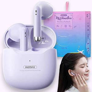 Бездротові Bluetooth навушники AirPods Remax TWS-19 блютуз навушники для айфона, фіолетові