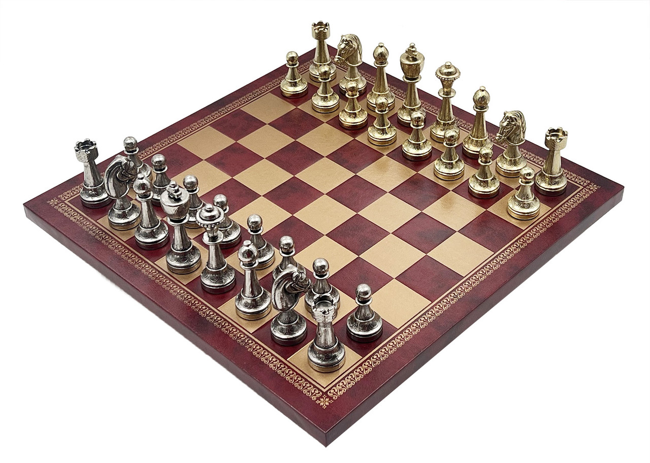 Шахова дошка з дерева та екошкіри з традиційними фігурами від італійського бренду Italfama, фото 1