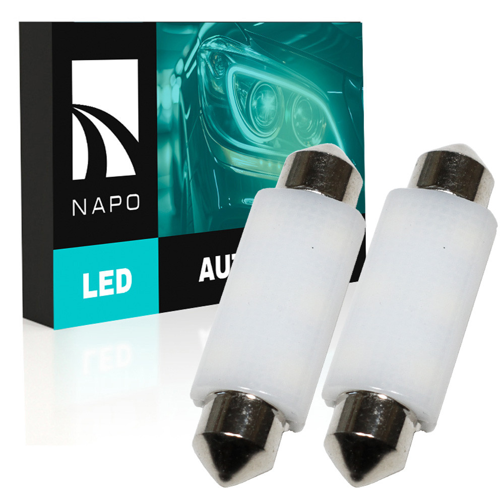 Комплект світлодіодних ламп NAPO LED SJ-3030-6SMD-CANBUS Ceramic 41mm C5W C10W колір світіння білий 2 шт, фото 1