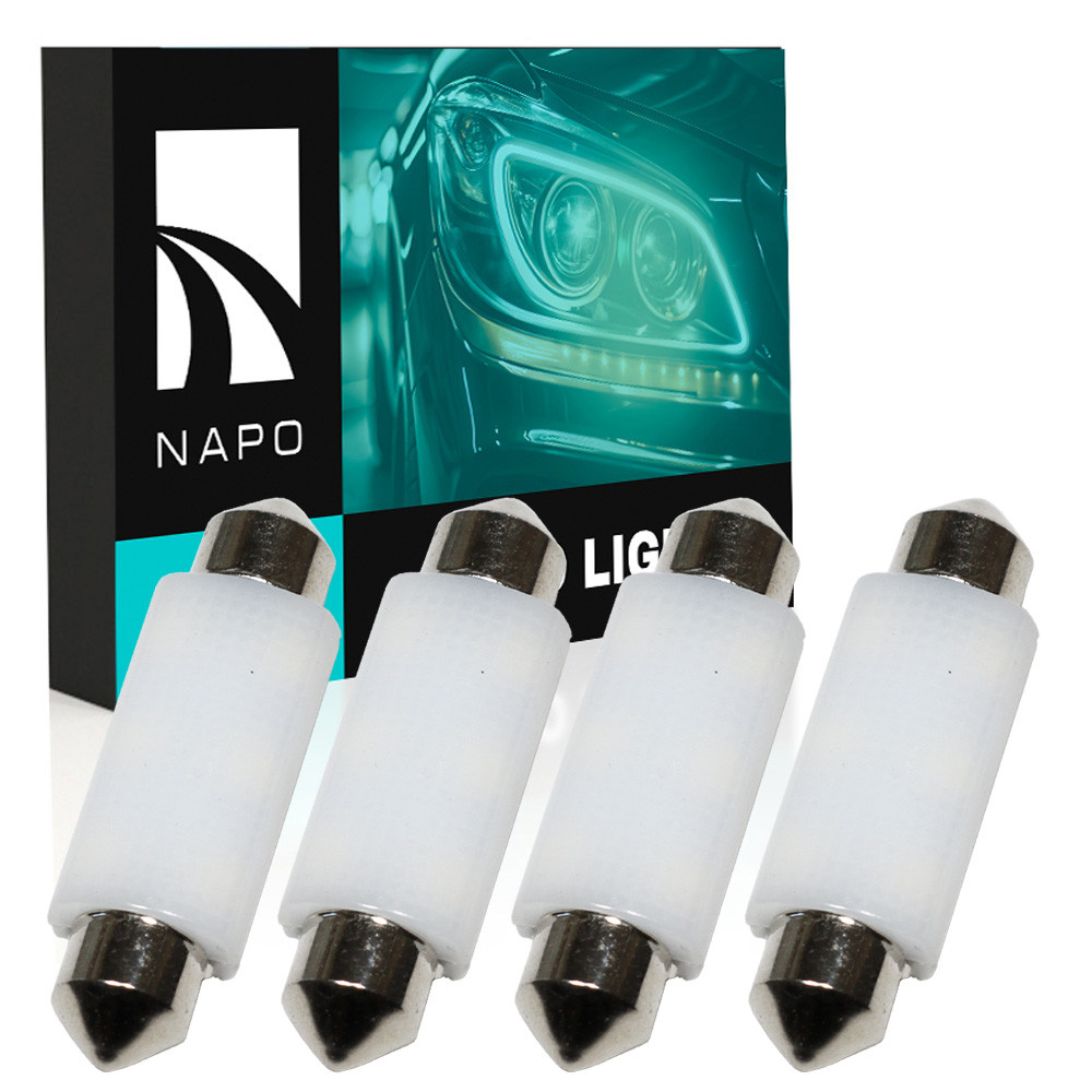 Комплект світлодіодних ламп NAPO LED SJ-3030-6SMD-CANBUS Ceramic 41mm C5W C10W колір світіння білий 4 шт, фото 1
