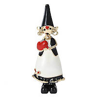 Брошка металева на золотистій основі чоловічок із серцем у руці покритий кольоровою емаллю розмір 45Х15 мм