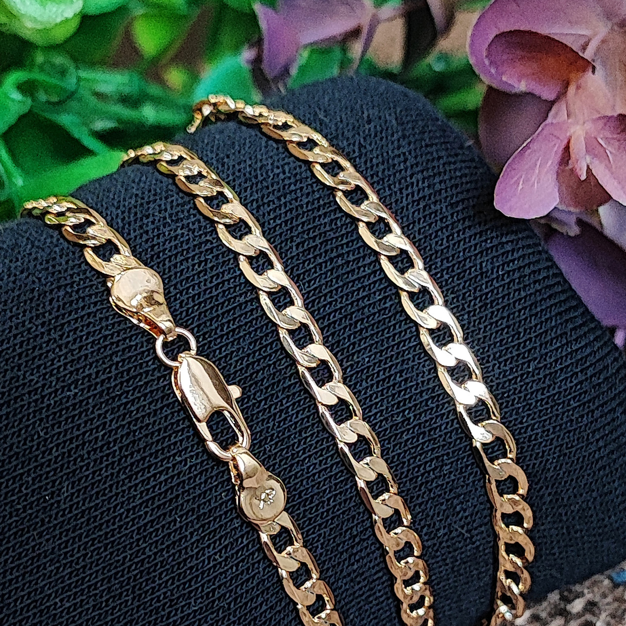 Ланцюжок xuping 4мм 55см медичне золото позолота 18К панцирне плетення ц825, фото 1