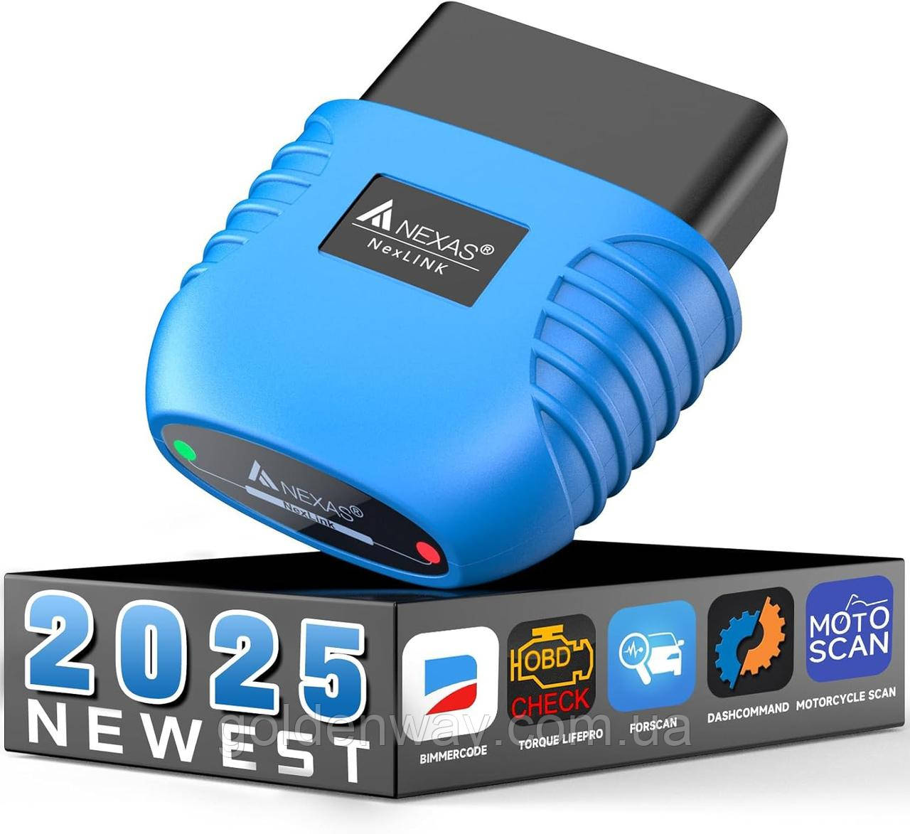 Автосканер для діагностики NEXAS NexLink ELM327 Bluetooth 5.0 OBD2 для Android iPhone iOS та ПК, фото 1