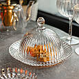Блюдо сервірувальне з кришкою Ø 20 см скляне прозоре для десертів, випічки, фруктів, фото 5