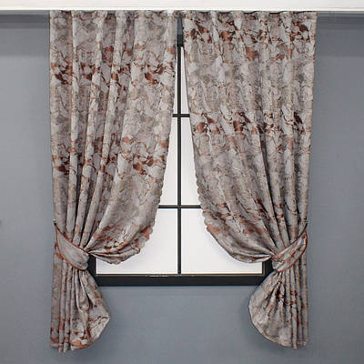 Комплект (2шт. 1,45х1,7м.) коротких штор жакард, "Мармур Al3". Колір бежевий з теракотовим. Код 1600ш 35-0240