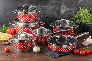 Набір каструль із неіржавкої сталі 12 предметів Edenberg EB-4055 з товстим Індукційним дном