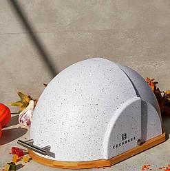 Хлібниця з дерев'яною основою та пластиковою кришкою Edenberg EB-091 Білий