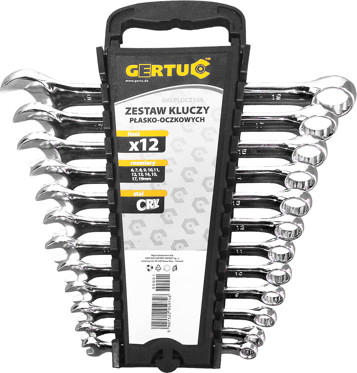 Набір комбінованих ключів 12 шт GERTU GKLPLOCZ12S, фото 1