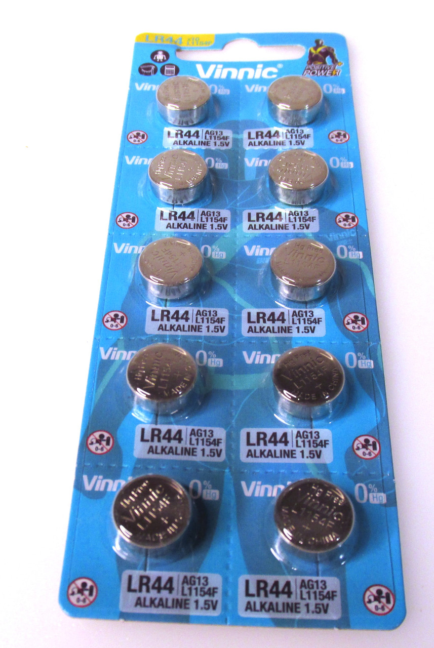 Батарейка Vinnic LR44 (A76) AG13 1.55V для годинників, 15mAh, марганцево-лужна